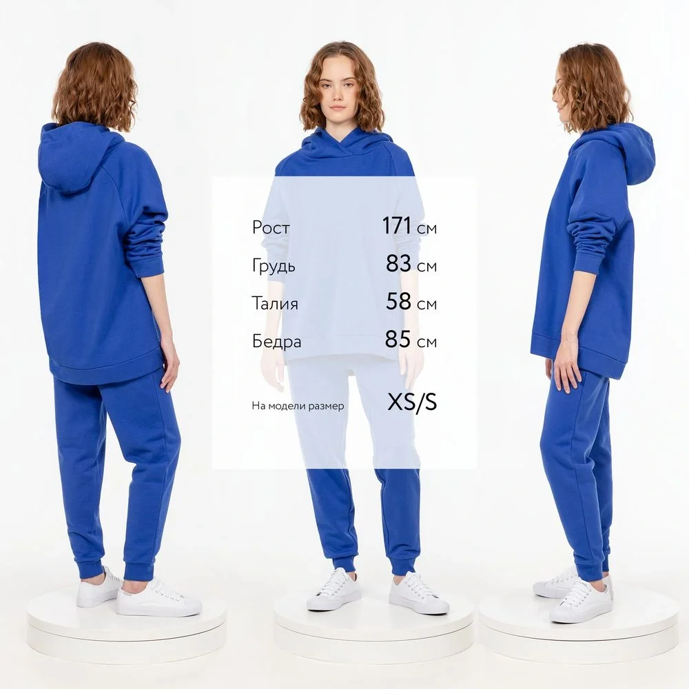 Худи унисекс H1, синее - фото 4