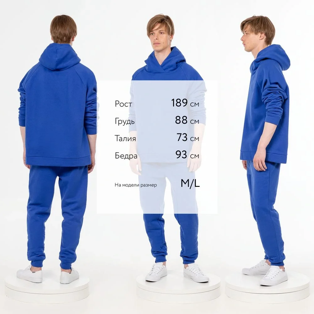 Худи унисекс H1, синее - фото 6