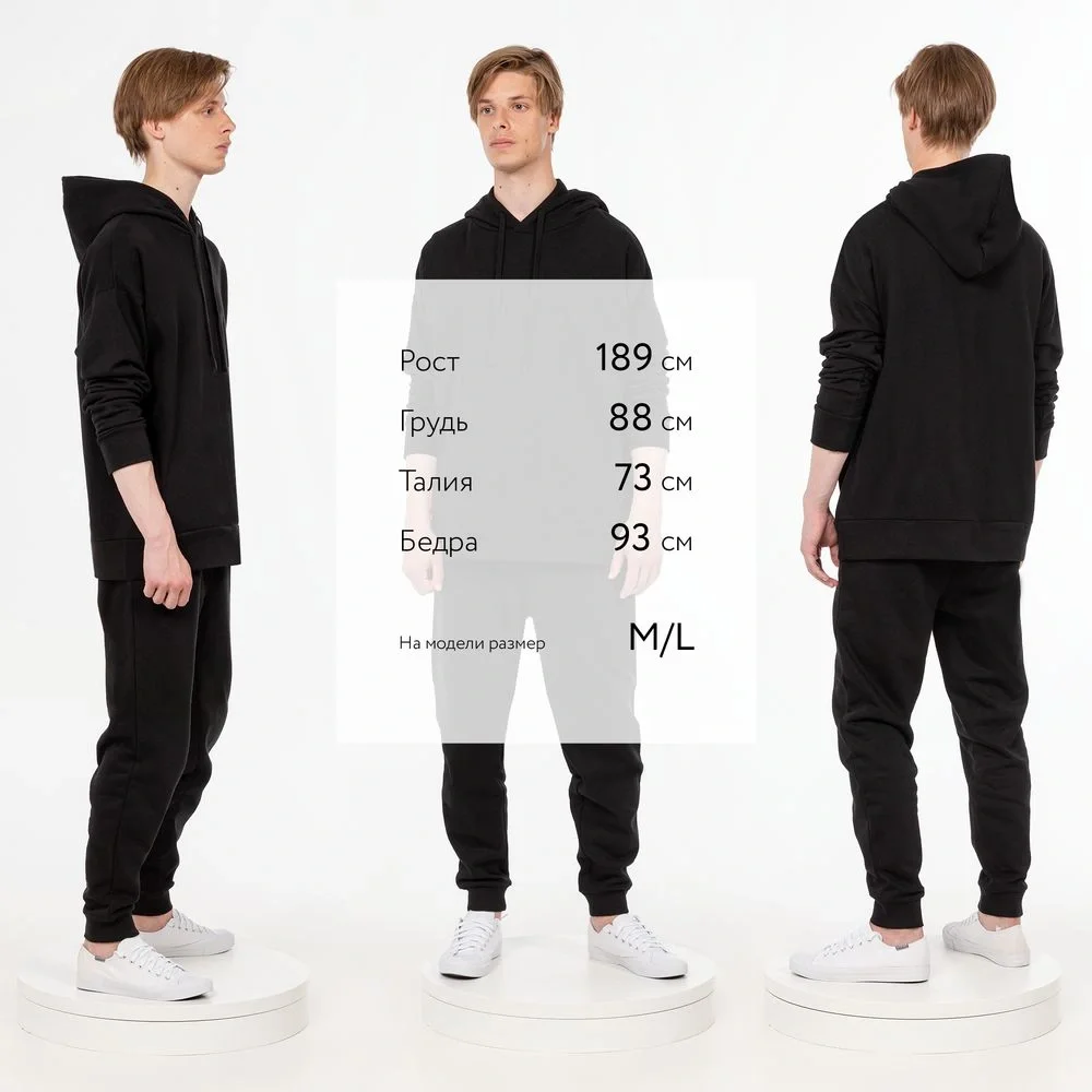 Худи унисекс H2, черное - фото 6