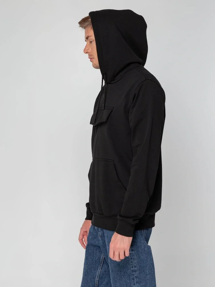 Худи унисекс с карманом на груди Chest Pocket, черное - фото 14