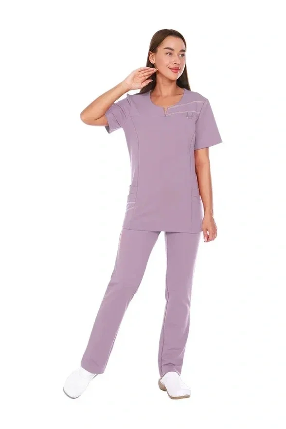 Костюм медицинский женский пыльная роза "Элен", футер РАСПРОДАЖА 20% - фото 3