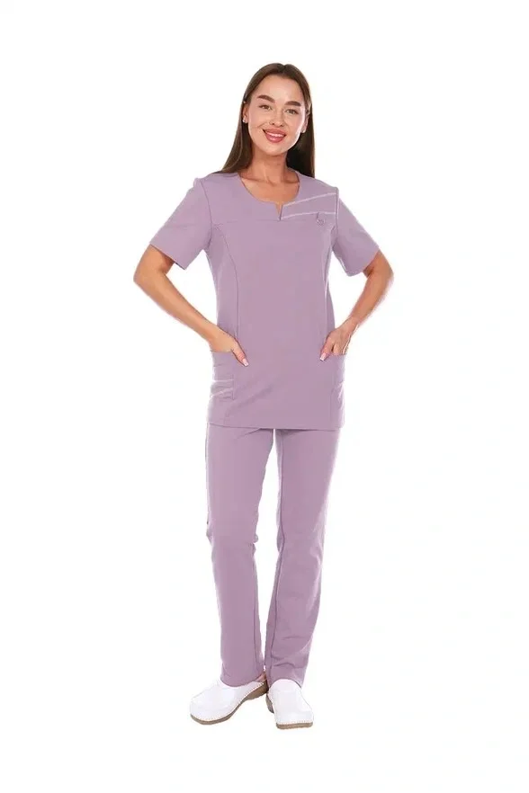 Костюм медицинский женский пыльная роза "Элен", футер РАСПРОДАЖА 20% - фото 4