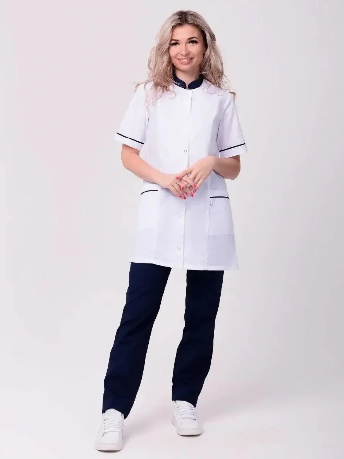 Костюм женский "Лея" белый с т.-синим - фото 1