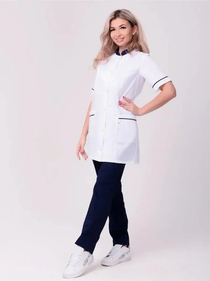 Костюм женский "Лея" белый с т.-синим - фото 5