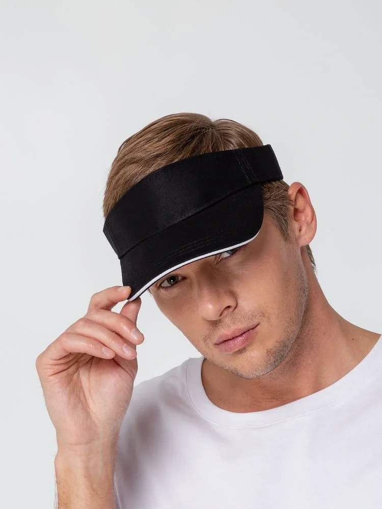 Козырек Active, черный с белым кантом - фото 8