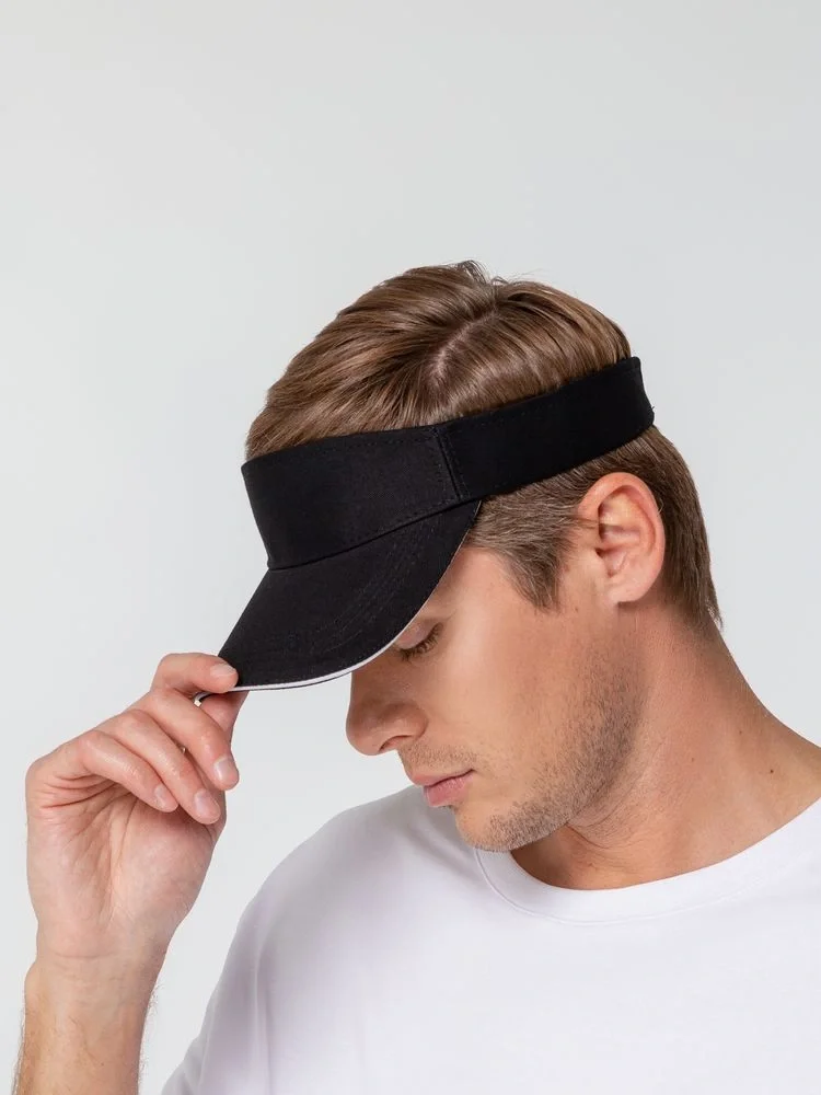 Козырек Active, черный с белым кантом - фото 9