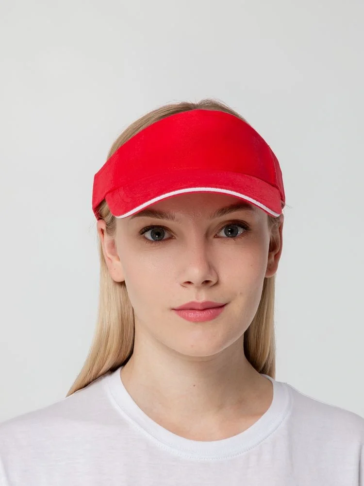 Козырек Active, красный с белым кантом - фото 11