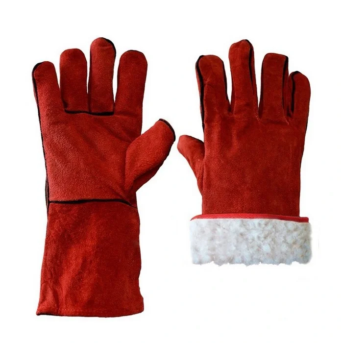 Краги спилковые сварщика, утепленные КРАСНЫЕ - фото 2