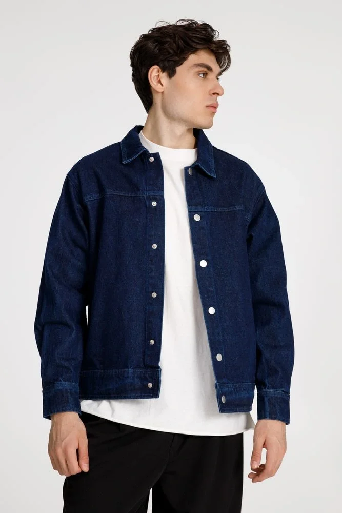 Куртка джинсовая O1, темно-синяя - фото 16