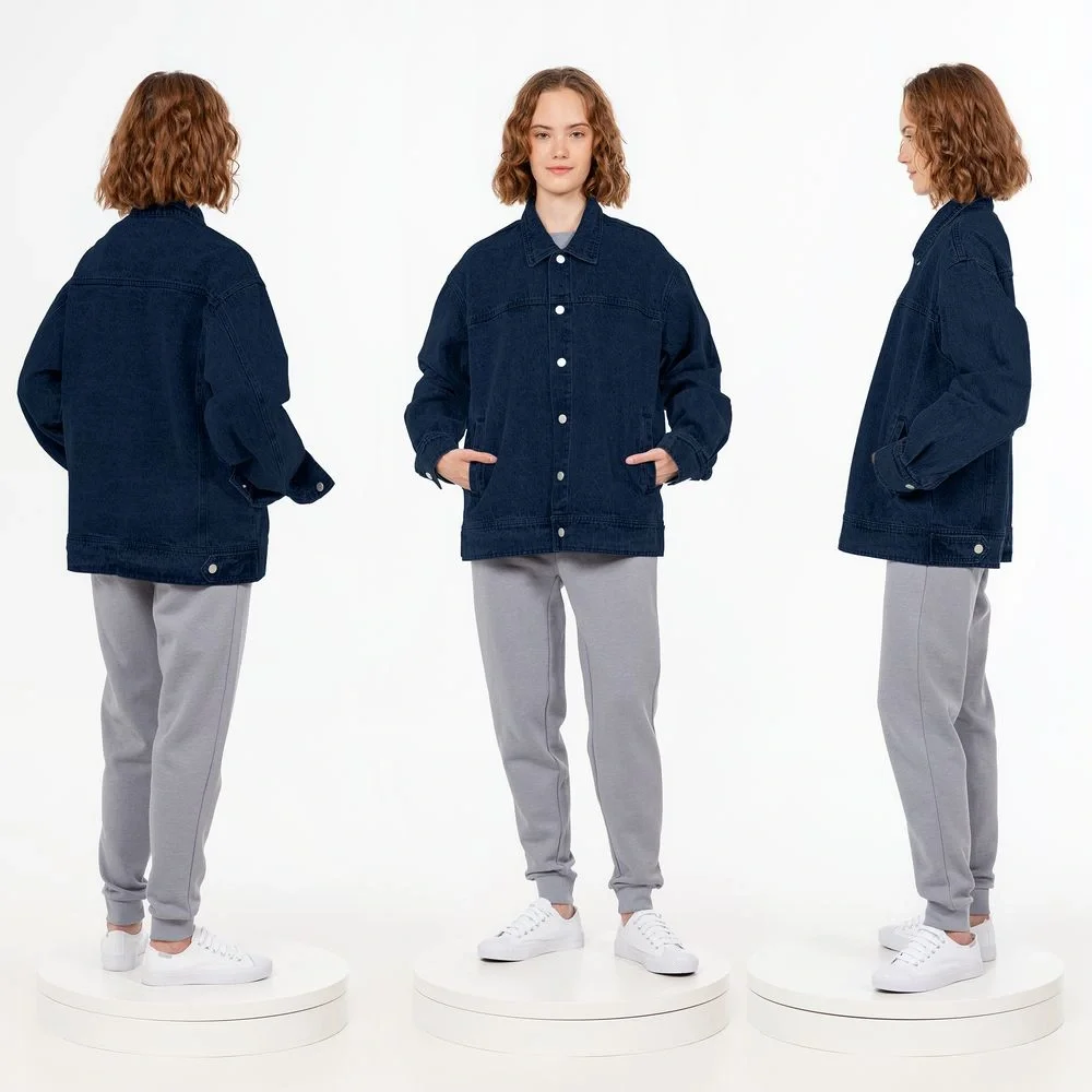 Куртка джинсовая O1, темно-синяя - фото 4