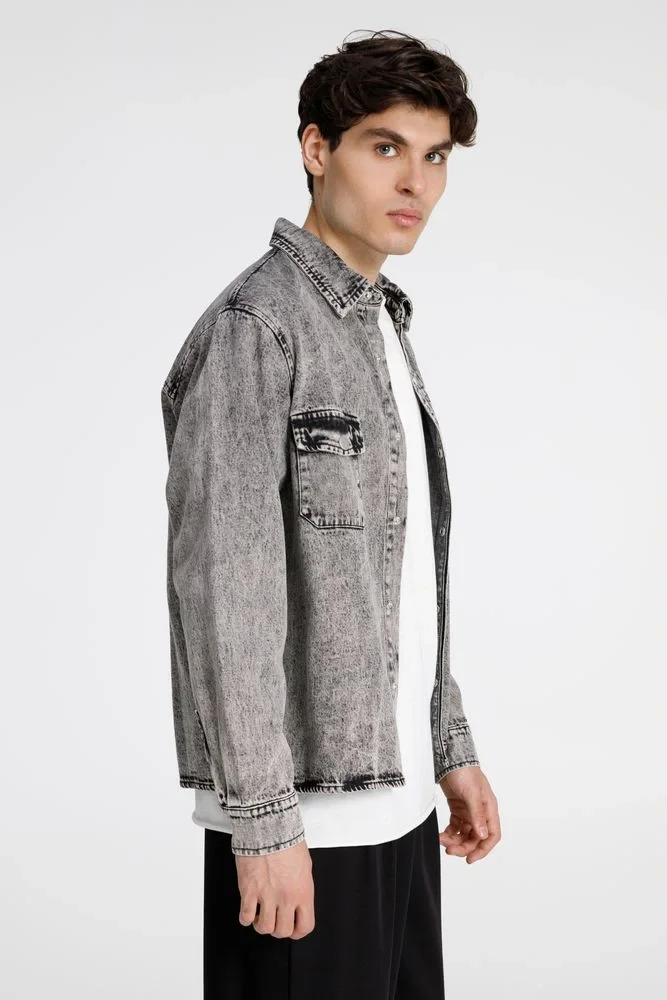 Куртка джинсовая O3, серая - фото 4