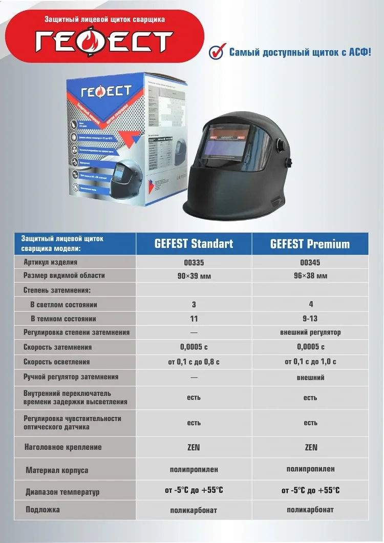 Маска сварщика РОСОМЗ GEFEST Premium с АСФ (00345) - фото 6