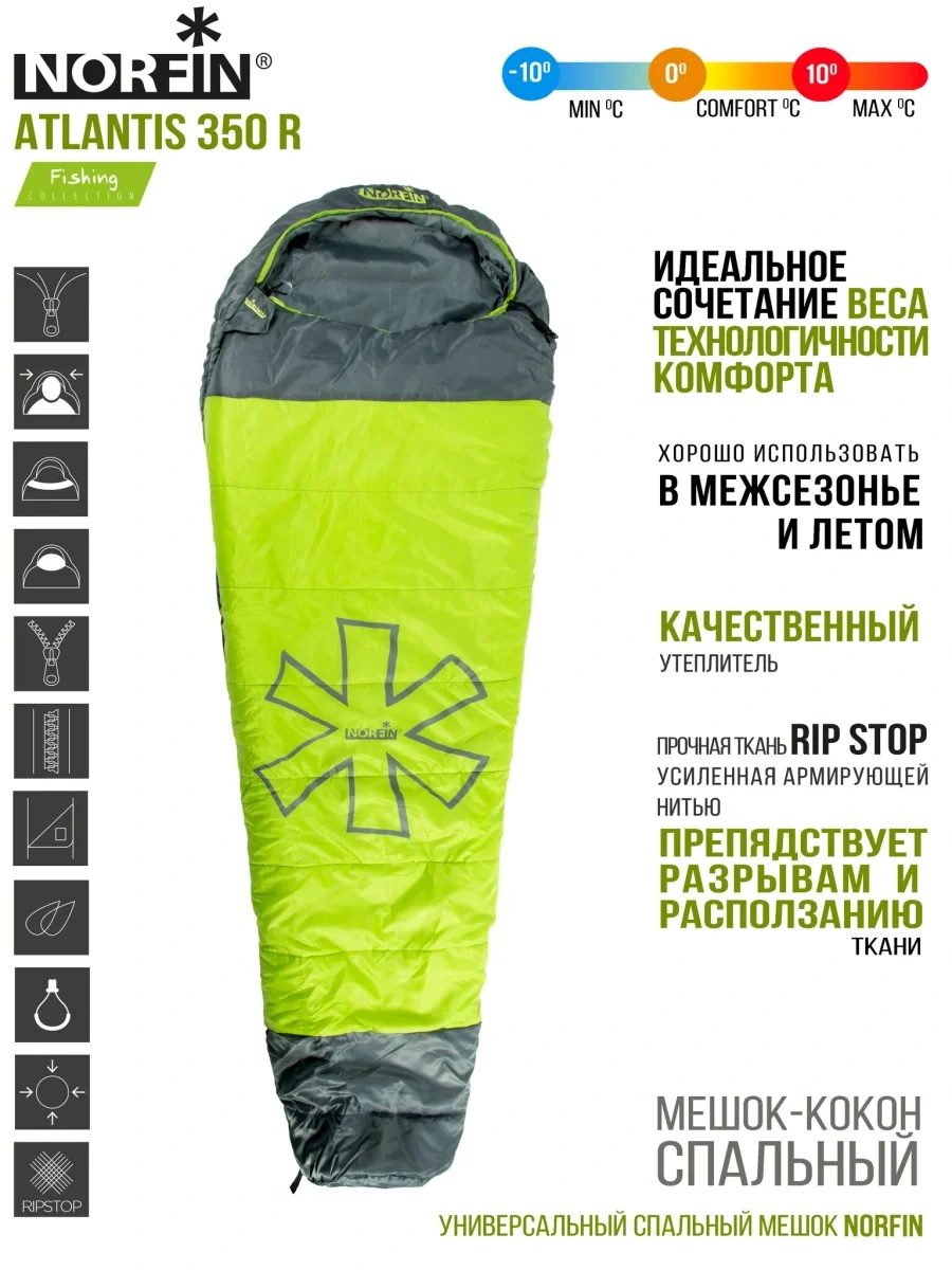 Мешок-кокон спальный Norfin ATLANTIS 350 R - фото 3