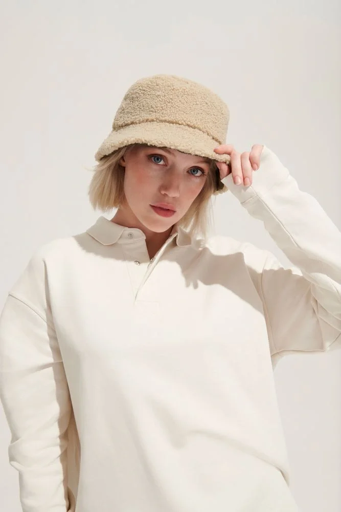 Панама Bucket двусторонняя утепленная, хаки с бежевым - фото 3