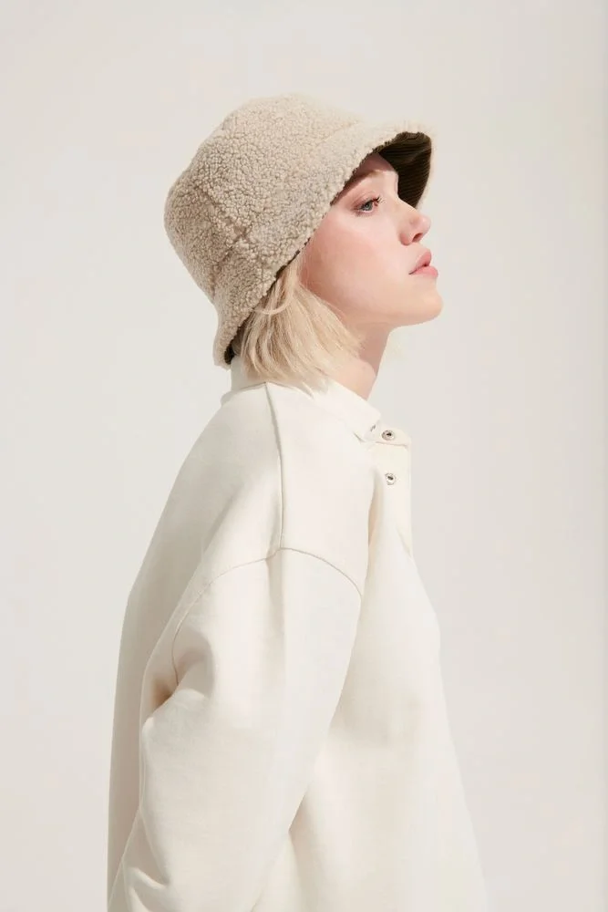 Панама Bucket двусторонняя утепленная, темно-серая с бежевым - фото 3