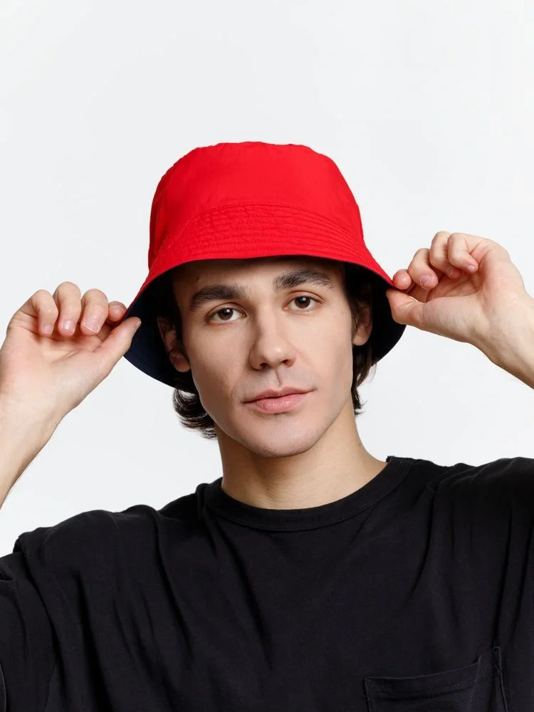 Панама Nylon двусторонняя, темно-синяя с красным - фото 5