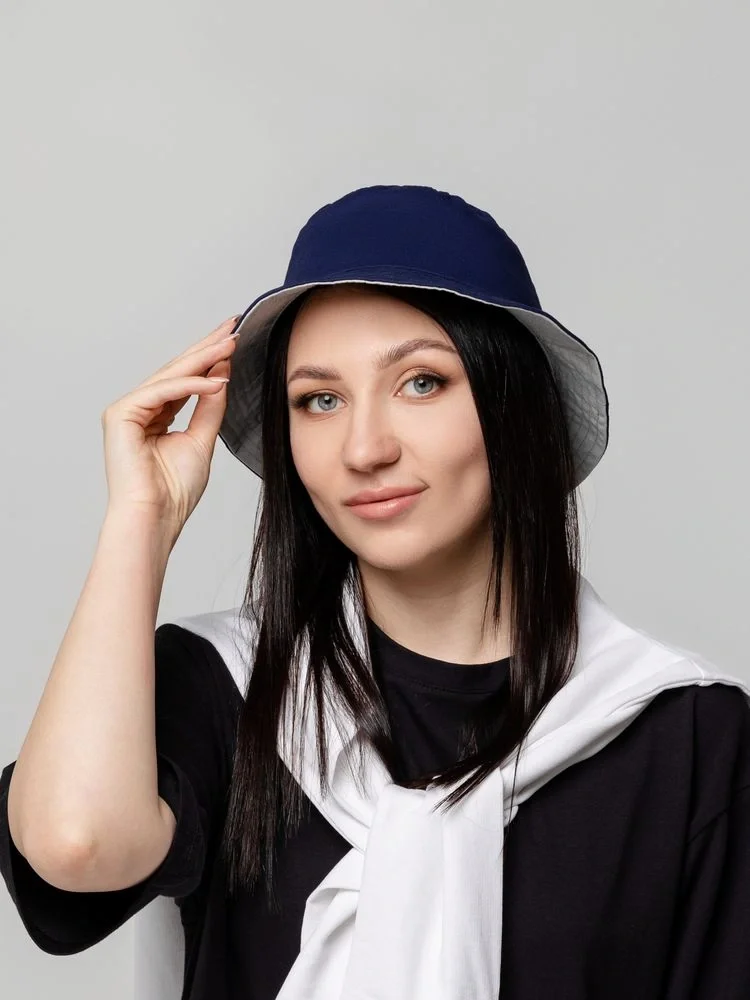 Панама Summer двусторонняя, синяя с серым - фото 5