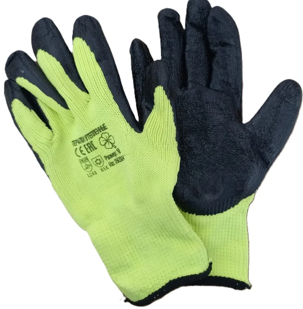 Перчатки зимние махровые с текстурированным латексным покрытием - фото 3