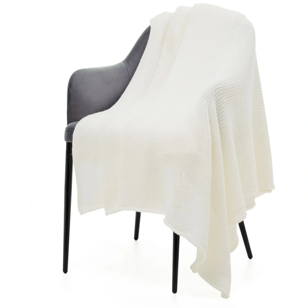 Плед Knitly, жемчужно-белый 160x200 см - фото 1