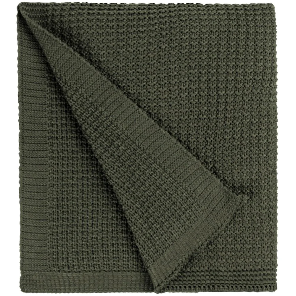 Плед Lattice, зеленый меланж (оливковый) 130х200 см - фото 2