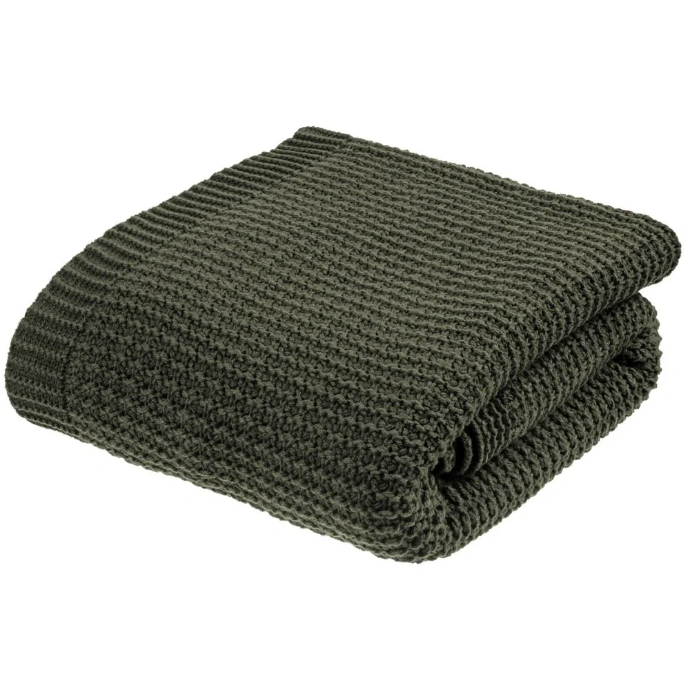 Плед Lattice, зеленый меланж (оливковый) 130х200 см - фото 6