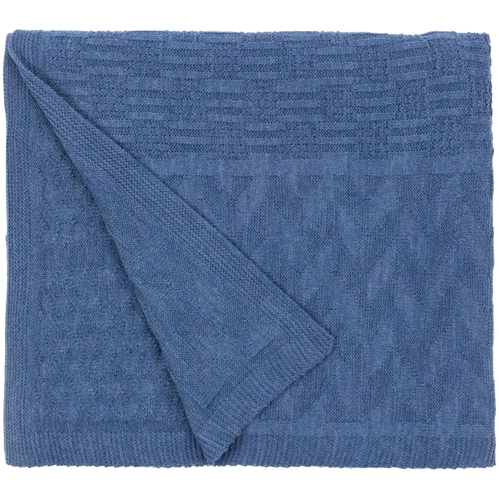 Плед Snippet, синий меланж (джинс) 120х180см - фото 3