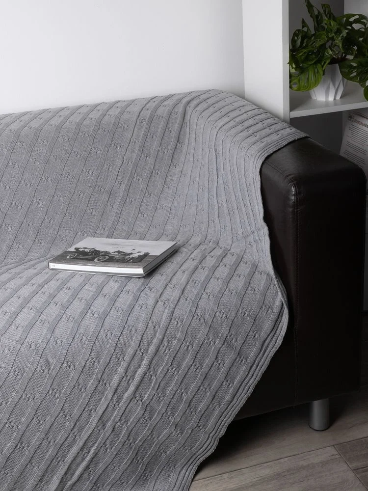 Плед Trenza, светло-серый 110х170 см - фото 7