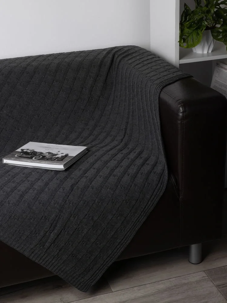 Плед Trenza, темно-серый 110х170 см - фото 7