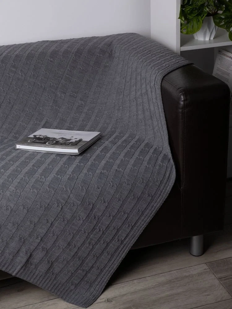 Плед Trenza, серый 110х170 см - фото 7