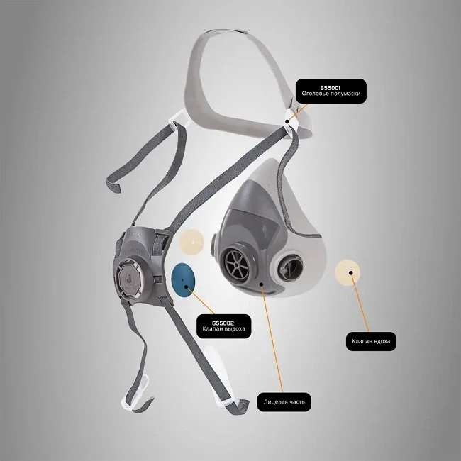 Полумаска защитная из термопласта, размер M, 5500 Jeta Safety (аналог 3M-6200) - фото 5