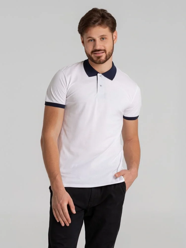 Рубашка поло Prince 190, белая с темно-синим - фото 9