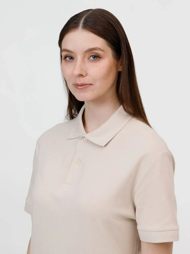 Рубашка поло унисекс Pacific, бежевая (льняная) - фото 10