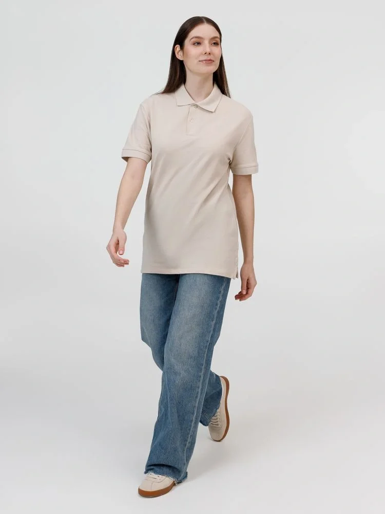 Рубашка поло унисекс Pacific, бежевая (льняная) - фото 12