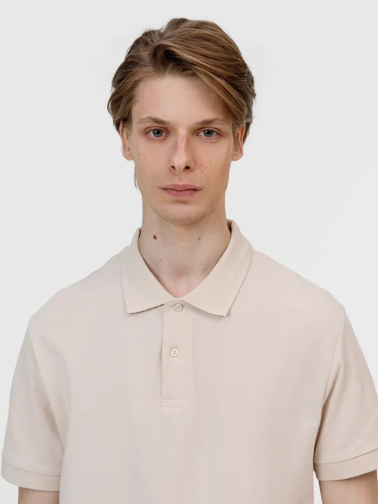 Рубашка поло унисекс Pacific, бежевая (льняная) - фото 5