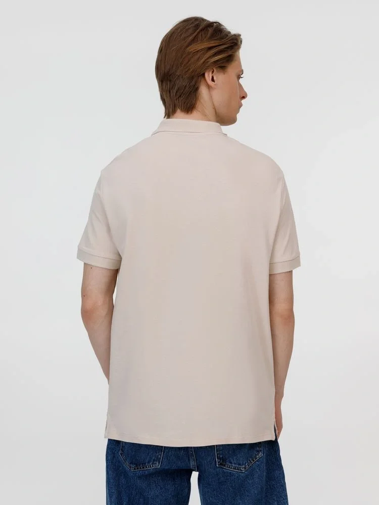 Рубашка поло унисекс Pacific, бежевая (льняная) - фото 7