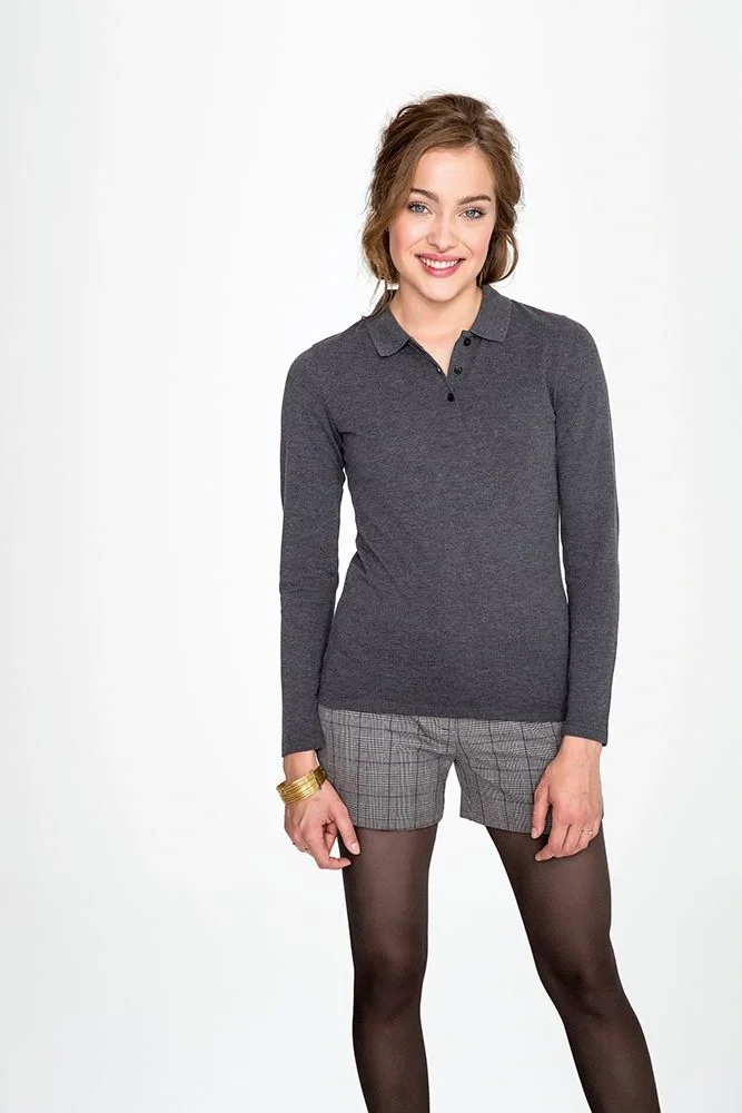 Рубашка поло женская с длинным рукавом Perfect LSL Women, черная - фото 4