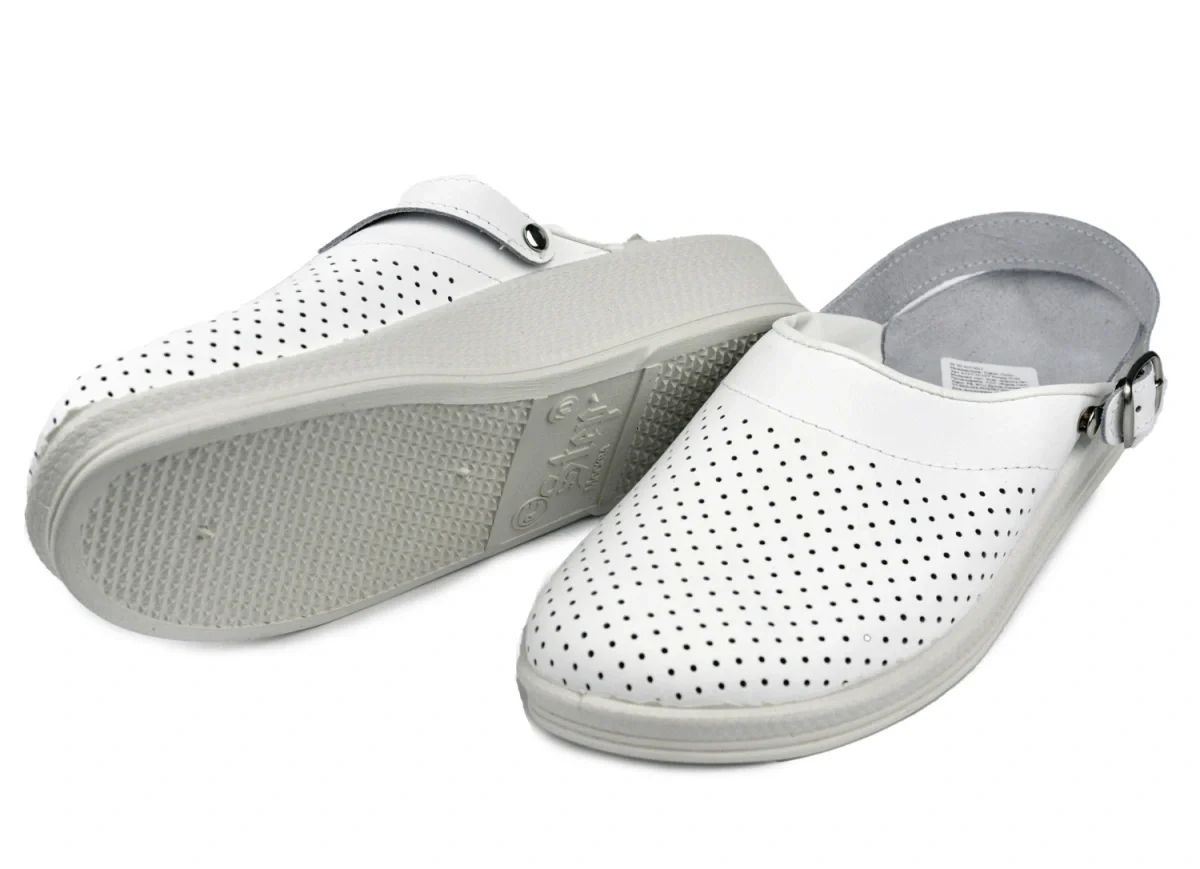 Сабо кожаные 10-12-7 (STEP) мужские, белые - фото 1