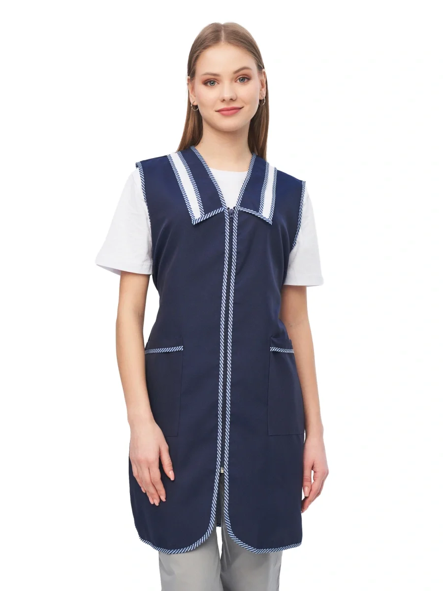 Халат-сарафан "Вишня" т-синий - фото 1