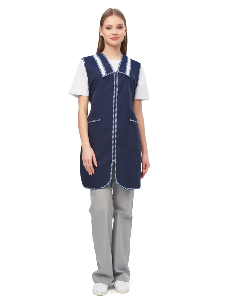 Халат-сарафан "Вишня" т-синий - фото 7