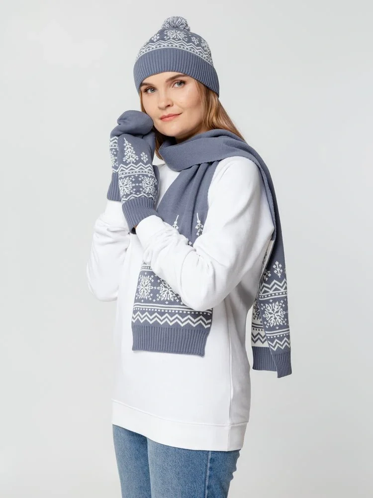 Шапка Elnik, серая с молочно-белым - фото 5