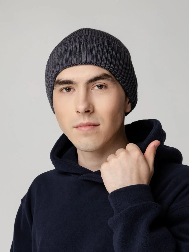 Шапка Hinge, темно-серая (графит) - фото 4