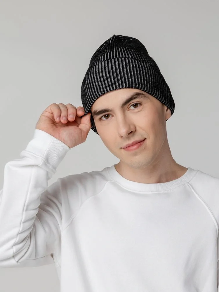 Шапка Nobilis, черная с серым меланжем - фото 6