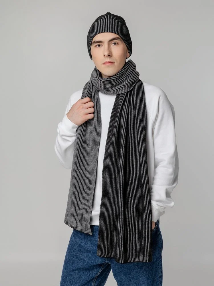 Шапка Nobilis, черная с серым меланжем - фото 7