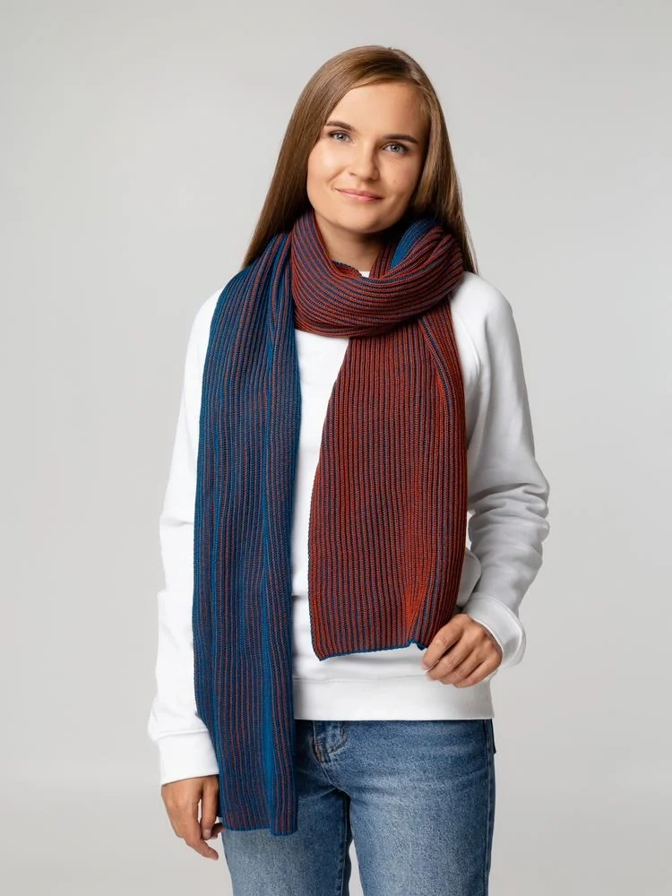 Шарф Nobilis, бирюзовый с терракотовым - фото 6