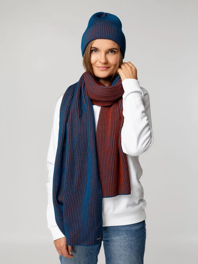 Шарф Nobilis, бирюзовый с терракотовым - фото 7