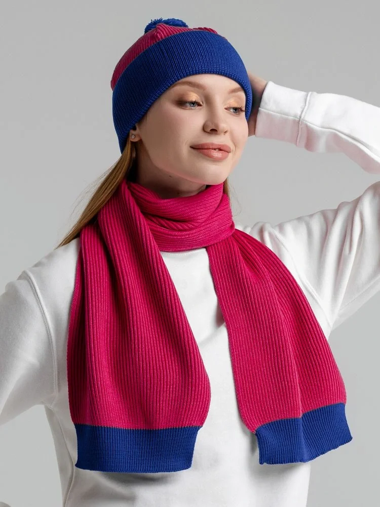 Шарф Snappy, фуксия с синим - фото 5