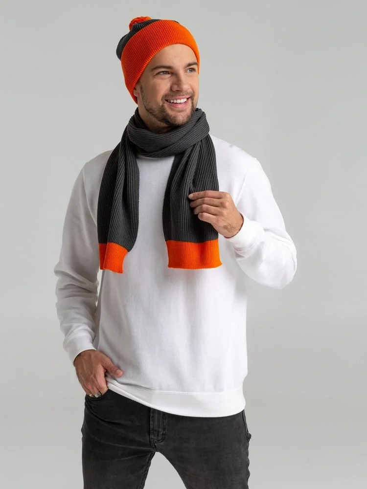 Шарф Snappy, темно-серый с оранжевым - фото 5