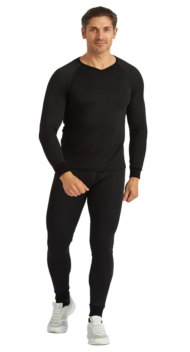 Термобельё LS для средней активности, кальсоны и фуфайка, черное РАСПРОДАЖА 20% - фото 1