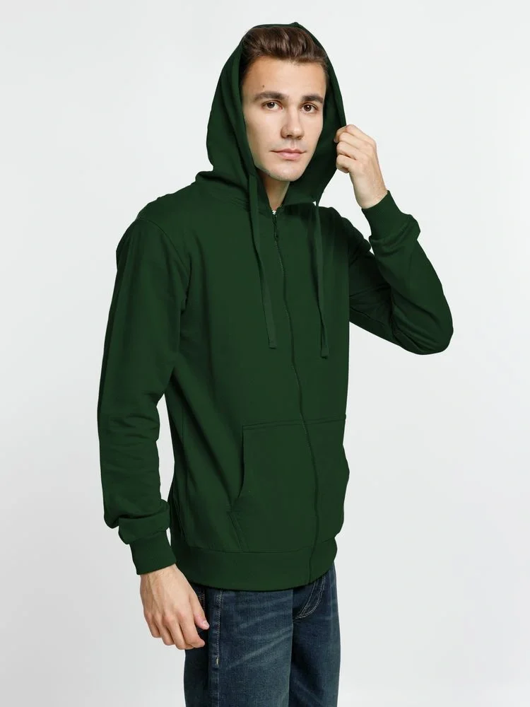 Толстовка на молнии с капюшоном Siverga 2.0, темно-зеленая - фото 9