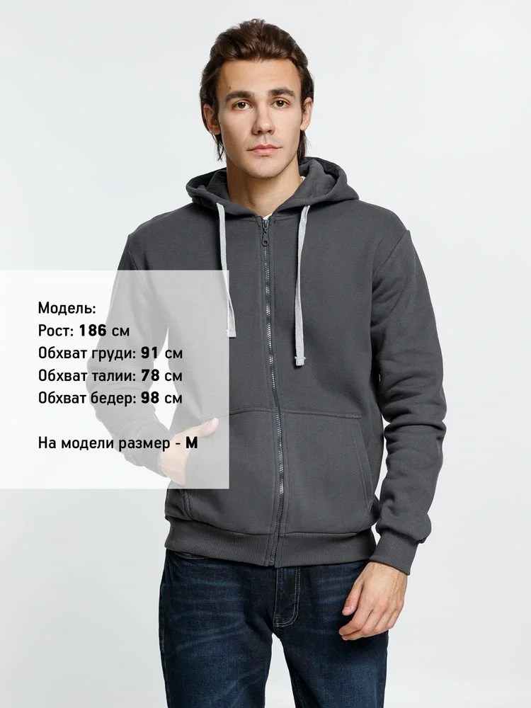 Толстовка на молнии с капюшоном Siverga Heavy, темно-серая (графит) - фото 3